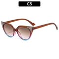 Women's cat eye sunglasses with brown transparent frame and blue purple gradient glitter - Gradient Tea Frame Tea Lens (C5)