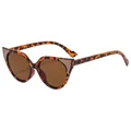 Chic leopard print cat eye sunglasses with gold glitter accents and brown lenses - Leopard Frame Tea Lens (C6)