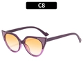 Cat eye sunglasses with dark purple frames and yellow-orange gradient lenses in variant C8 - Gradient Purple Frame Orange Lens (C8)