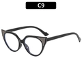 Women's cat eye sunglasses with black frames and sparkling silver glitter accents - Solid Black Frame Clear Lens (C9)