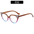 Cat eye sunglasses with brown to purple gradient frames and rainbow glitter accents - Gradient Tea Frame Clear Lens (C11)