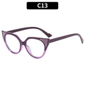 Women's cat eye sunglasses with purple glitter frame and transparent lenses in C13 style - Gradient Purple Frame Clear Lens (C13)