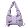 Borsa a spalla imbottita color lavanda a forma di fiocco in nylon con design alla moda 2025 - Viola