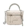 Borsa a scatola trapuntata bianca con catena in metallo e manico in stile elegante e sobrio - Bianco