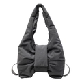Grande borsa tote grigio scuro a forma di fiocco in nylon morbido con imbottitura - Grigio