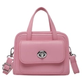 Schicke rosa quadratische Handtasche aus Lederimitat mit silbernem Drehverschluss - Rosa