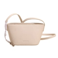 Off-white lychee texture leather bucket bag with silver bean charm and knotted strap - Off White