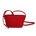 Chic red litchi grain leather bucket bag with gold bean charm and CLEARYK logo - Red