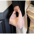 Minimalist light pink soft PU handbag with elegant integrated handle design - Pink