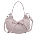 Schicke rosa Halbmond Handtasche mit süßer Schleife und verstellbarem Schultergurt - Rosa