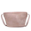 Mini borsa a secchiello rosa goffrata con graziosi motivi a cartoni e tracolla - Rosa