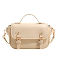 Sac messager blanc cassé classique de style rétro britannique avec finitions dorées - Blanc Cassé