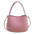 Borsa a secchiello in pelle PU rosa chiaro con manico e tracolla di CLEAROK - Rosa Fucsia Senza Charm