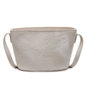 Elegante borsa a secchiello bianco crema con motivi a sbalzo e tracolla sottile - Bianco Sporco