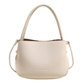 Borsa a secchiello minimalista in pelle PU bianco crema con manico e tracolla - Bianco senza Pendente
