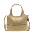 Elegante bolso beige con lazo decorativo, asa superior y correa de bandolera - Amarillo