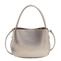 Borsa a secchiello in PU oro champagne metallizzato con manico rotondo - Argento - Senza Ciondolo
