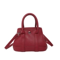 Sac seau rouge chic en cuir grainé avec boucle métallique et bandoulière élégante - Rouge