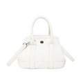 Sac à main blanc chic en cuir à motif litchi avec bandoulière et logo métallique - Blanc
