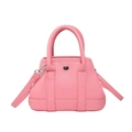 Sac à main rose en cuir grainé avec détails argentés et bandoulière amovible pour femmes - Rose