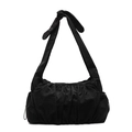 Bolso nube plisado negro minimalista con detalle de nudo grande en la bandolera - Negro