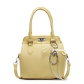 Schicke gelbe Handtasche aus Leder mit Litschimuster, Silberbeschlägen und Anhänger - Gelb