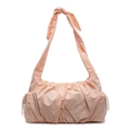 Bolso bandolera melocotón minimalista con diseño plisado de moda y correa anudada - Rosa