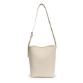Bolso cubo minimalista blanco crema de cuero texturizado con correa ajustable para el hombro - Bolso y Estuche (8815) / Blanco