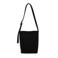 Bolso tipo cubo negro de gran capacidad con correa ajustable y textura de lona - Bolso y Estuche (8815) / Negro