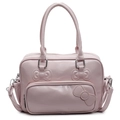 Borsa a bauletto in pelle PU rosa con fiocchi, doppi manici e tracolla rimovibile - Rosa