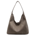 Minimalistische dunkelbraune Hobo-Bag aus Denim-Canvas mit geräumigem Schultergurt-Design - Khaki