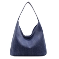 Minimalistische dunkelblaue Denim Hobo Tasche mit breitem Schultergurt für den Alltag - Dunkelblau