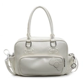 Borsa a mano bianca in pelle PU con tre fiocchi decorativi e tracolla regolabile - Bianco Sporco