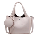 Sac seau rose à motif crocodile avec bandoulière et pendentif rond assorti - Rose Avec Portefeuille