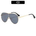 Classic gold frame aviator sunglasses with dark grey lenses in a 45-degree side view - Gold Frame Grey Lens (C2)