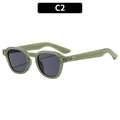 Retro translucent olive green sunglasses with gold rivet accents and dark grey lenses - Green Frame Grey Lens