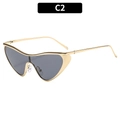 Schicke Cat-Eye-Sonnenbrille mit goldenem Metallrahmen und dunkelgrauen Gläsern, Modell C2 - Goldener Stil (C2)
