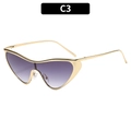 Modische Cat-Eye Sonnenbrille mit Goldmetallrahmen und lila Verlaufslinsen C3 - Gold Double Gray Stil (C3)