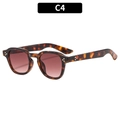 Retro tortoise shell sunglasses with gradient brown lenses and gold rivets - Tortoiseshell Frame Gradient Tea Lens