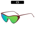 Cat eye heart sunglasses in C5 deep red frame with green blue gradient lenses - Burgundy Red Mercury Style (C5)