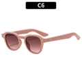 Retro sunglasses in nude pink frames with C6 gradient tea lenses and gold rivets - Pink Frame Tea Lens