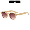 Vintage beige sunglasses with reddish-brown gradient lenses and metal rivet details - Jelly Orange Frame Double Tea Lens