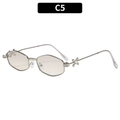 Chic silver polygon metal sunglasses with sparkling rhinestone temples and grey lenses - Silver Frame Gradient Silver Lens (C5)