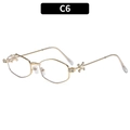 C6 gold polygonal metal sunglasses with star-shaped rhinestones and light blue lenses - Gold Frame Clear Lens (C6)