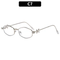 Silver polygonal metal sunglasses with rhinestone accents and clear lenses - Silver Frame Clear Lens (C7)