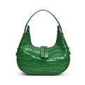 Sac à main croissant vert chic avec motif crocodile et finition brillante pour femme - Vert
