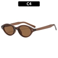 Retro-Sonnenbrille mit ovalem Schildpatt-Rahmen in Bernstein C4 im Cat-Eye-Vintage-Stil - Dunkelbrauner Rahmen Braune Linsen (C4)