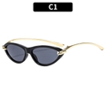 Lunettes de soleil œil de chat monture noire et branches métalliques dorées torsadées - Monture Noire Verres Gris