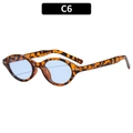 Retro leopard print oval sunglasses with light blue lenses and wide studded temples - Leopard Frame Blue Lens (C6)