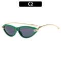 Lunettes de soleil œil-de-chat, monture vert foncé et branches à nœud doré, modèle C2 - Monture Verte Verres Gris